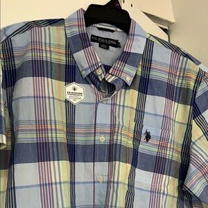 U.S. Polo Assn. Blue and Green Casual Button Down Shirt